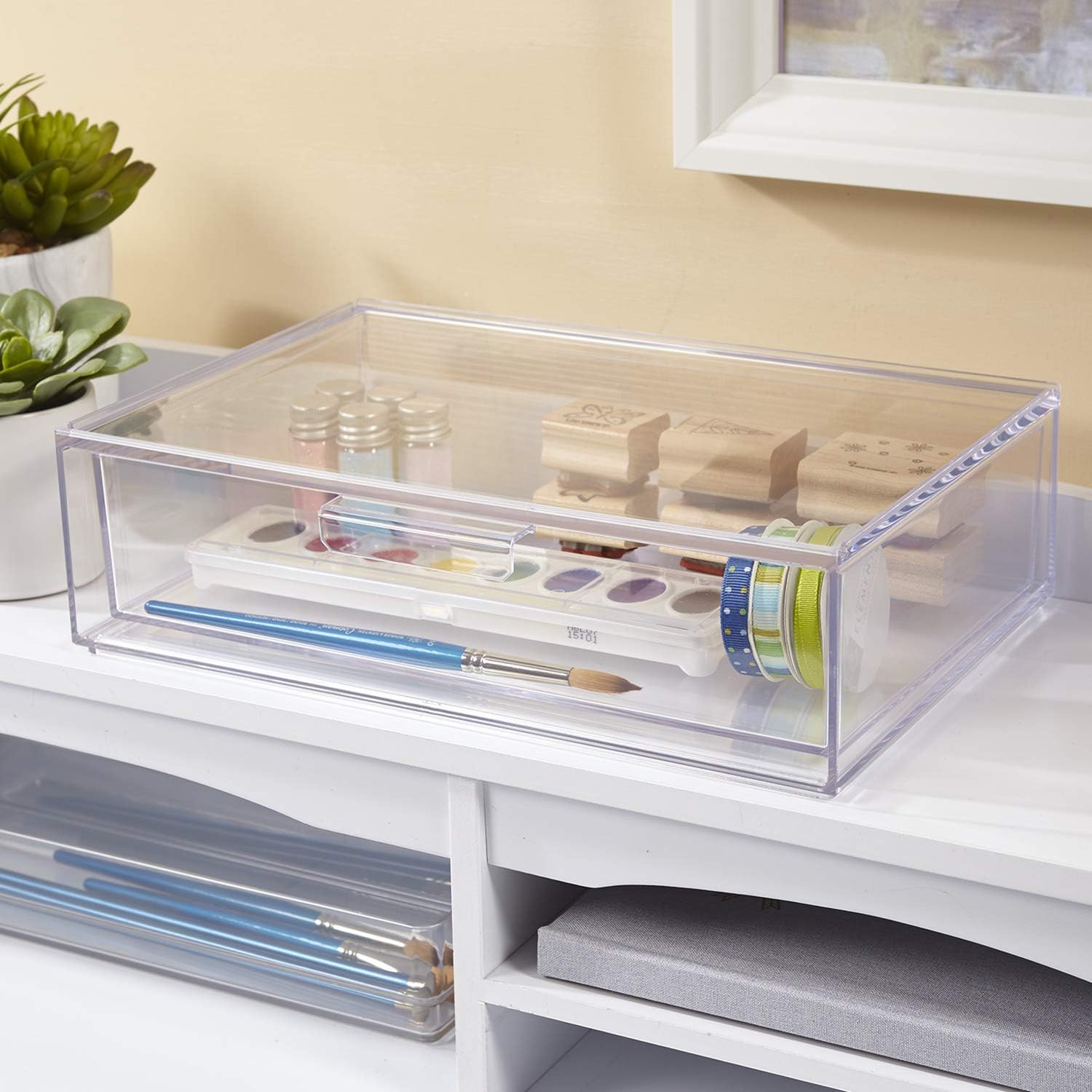 STORi Audrey Stackable Cosmetic Organizer Drawer 12" Wide | Clear : Beauty & Personal Care