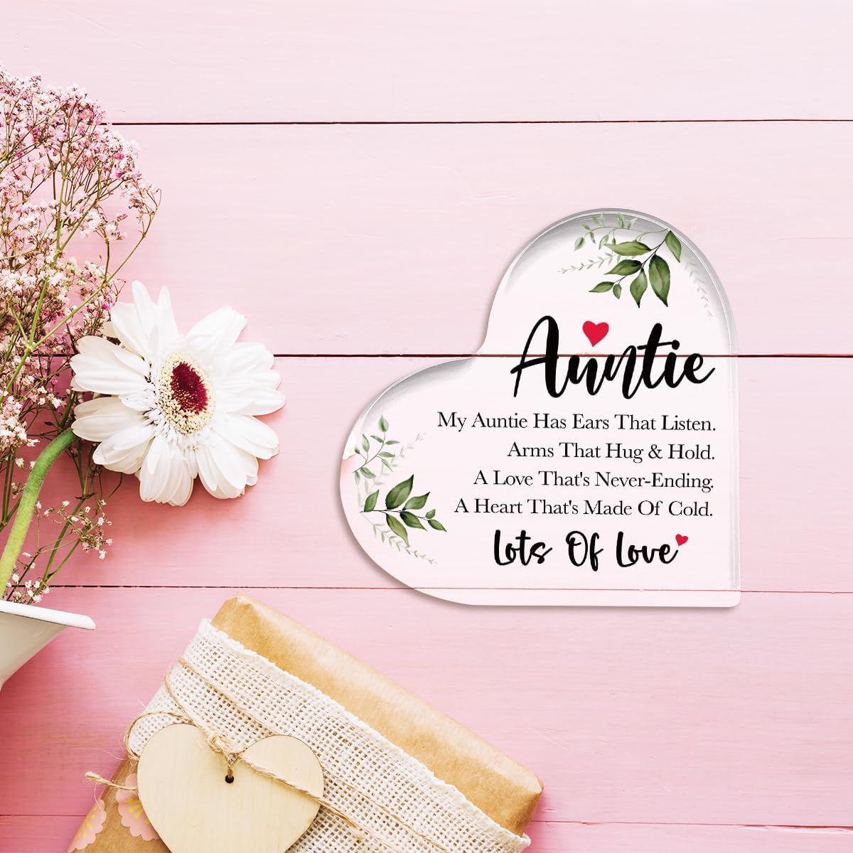Aunt Gifts,Thank You Gifts for Aunts Mother's Day Birthday Christmas,Unique Auntie Gift Ideas,Lots of Love Acrylic Heart Plaque - Image 6