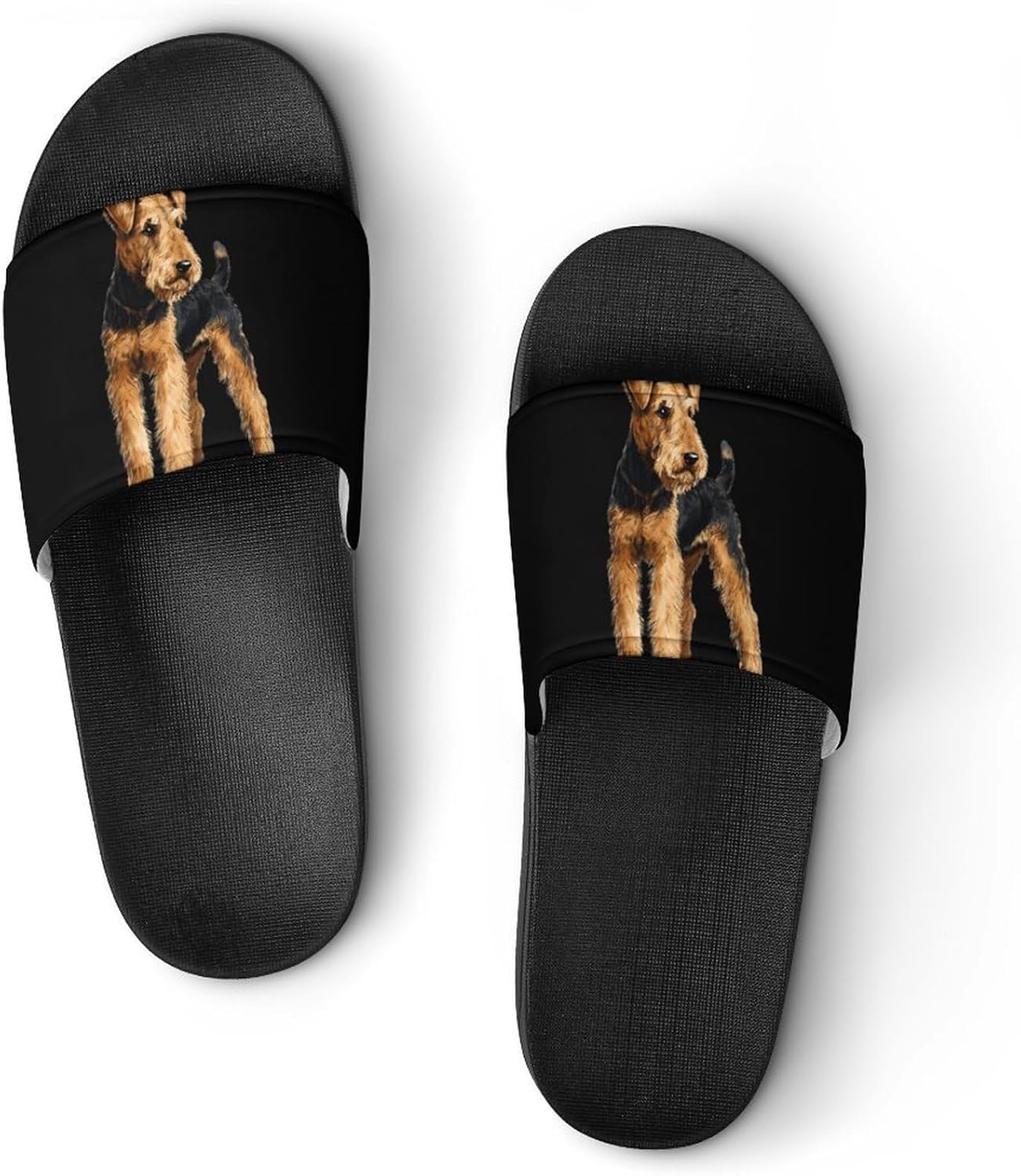Airedale Terrier Dog Men's Slippers Casual Non-Slip Slide Sandals Beach Bathroom Shower Shoes for Women