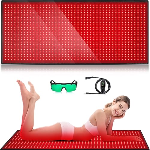 Alfombrilla de terapia de luz roja para cuerpo, 71 x 31 pulgadas, manta de terapia de luz roja roja cercana al infrarrojo 660 nm 850 nm, almohadilla