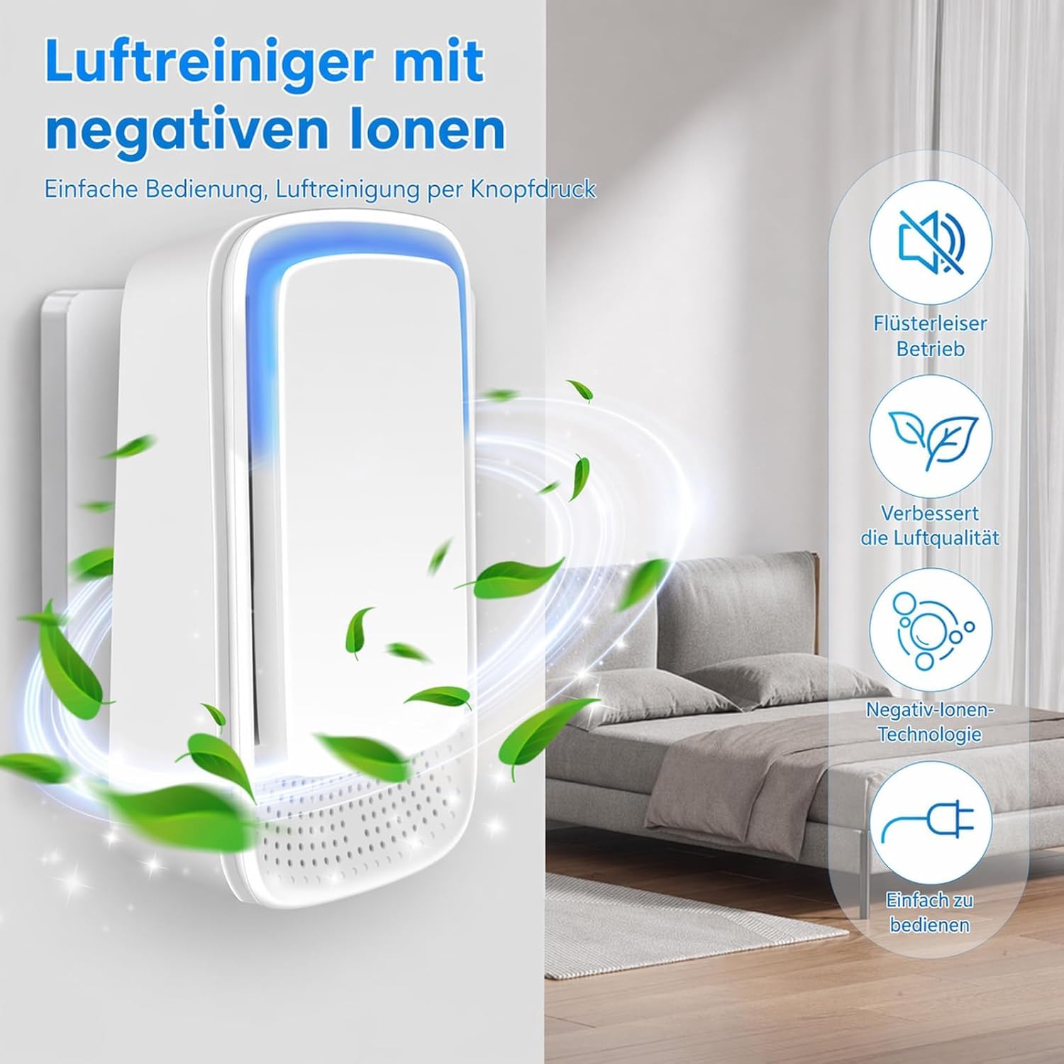 Felsfrei ODRX V2 Luftreiniger, tragbarer Mini-Luftfilter mit Negativ-Ionen, leise