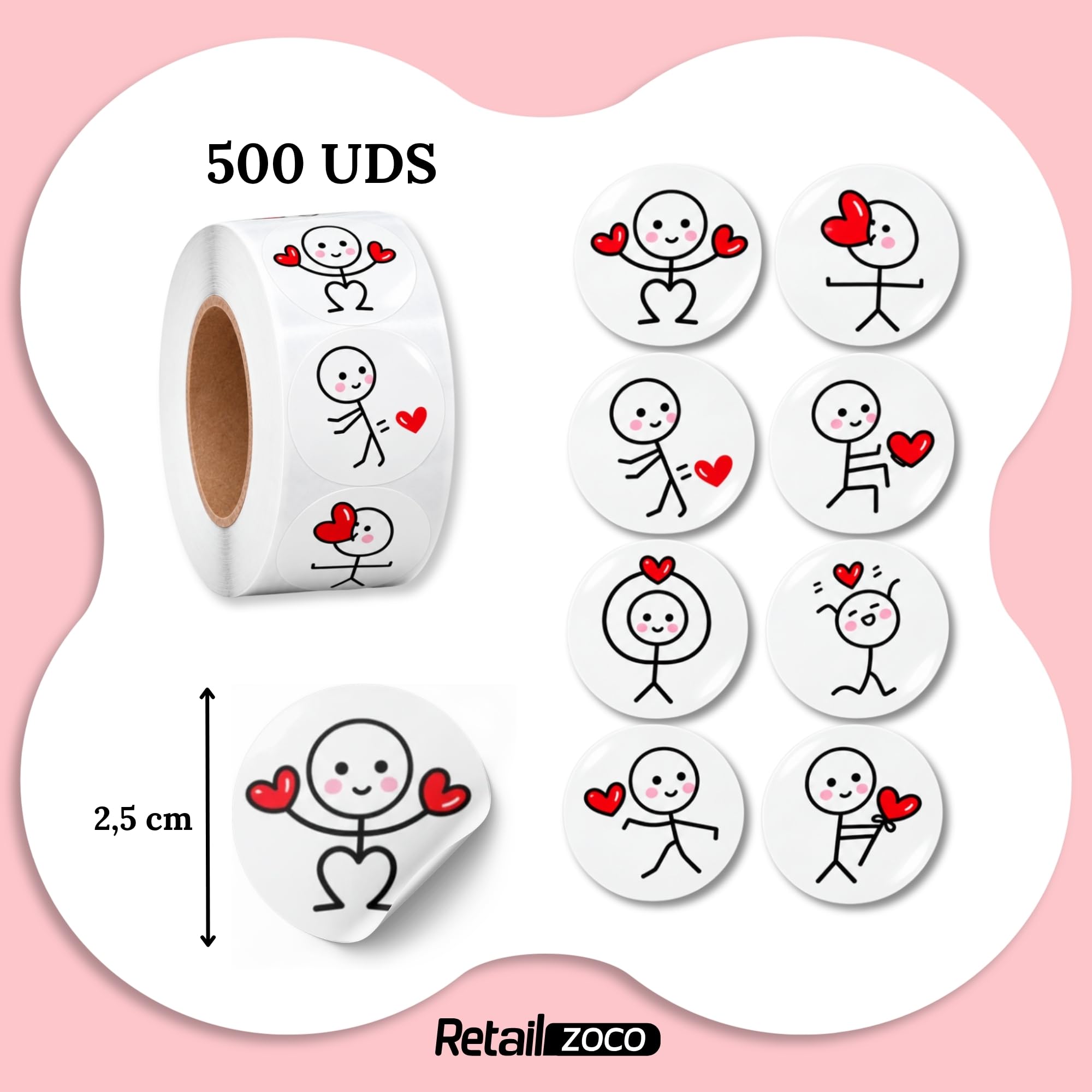 Pegatinas de Dibujos de Corazonespara Niños, heart stickers, 3 Unidades - imagen 4