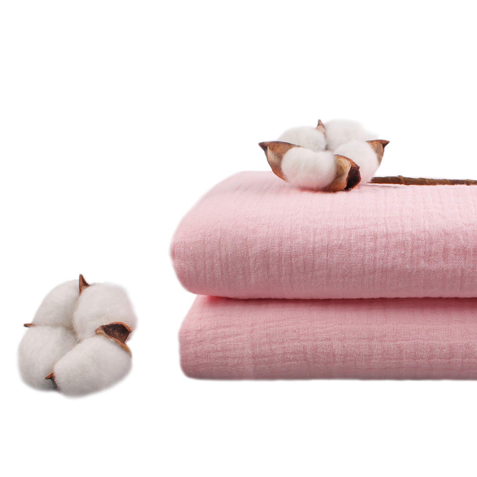 Wrinkle Gauze Cotton Material Quilting Sewing Craft Fabric Table Runners Decor Cloth for Party, Wedding Cheesecloth Kitchen Cooking (2 Yard, Pink)