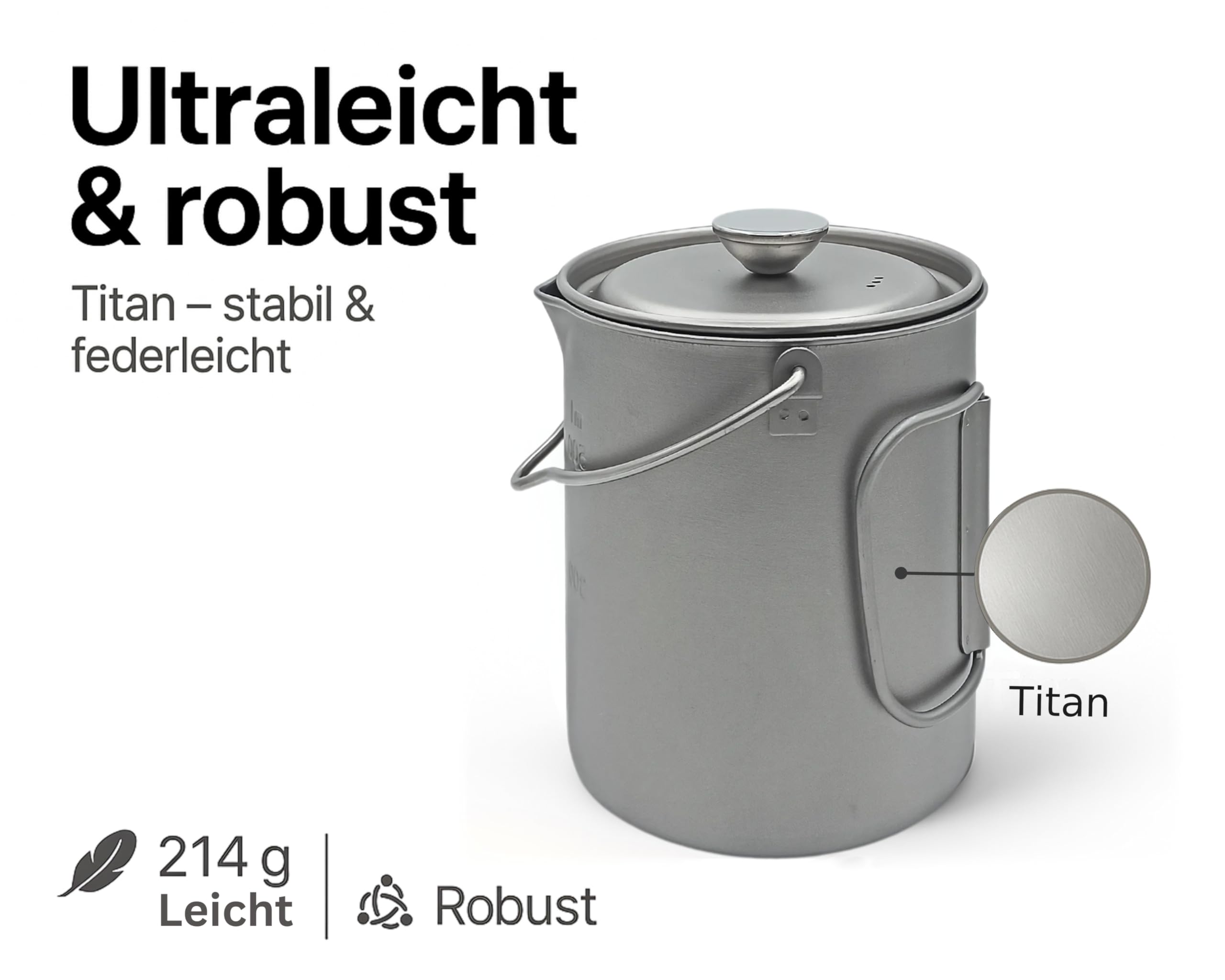 Titan Cafetière à piston - 750 ml - Filtre de précision - Léger et compact - Cafetière d'extérieur - Cafetière française de camping