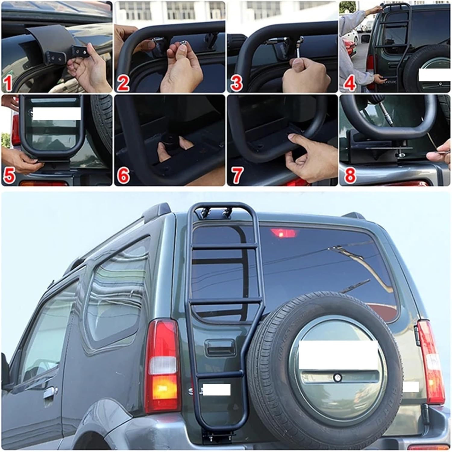 Tailgate Trunk Ladder Compatible with Suzuki Jimny 2007-2017 Climbing Shelf Accessories