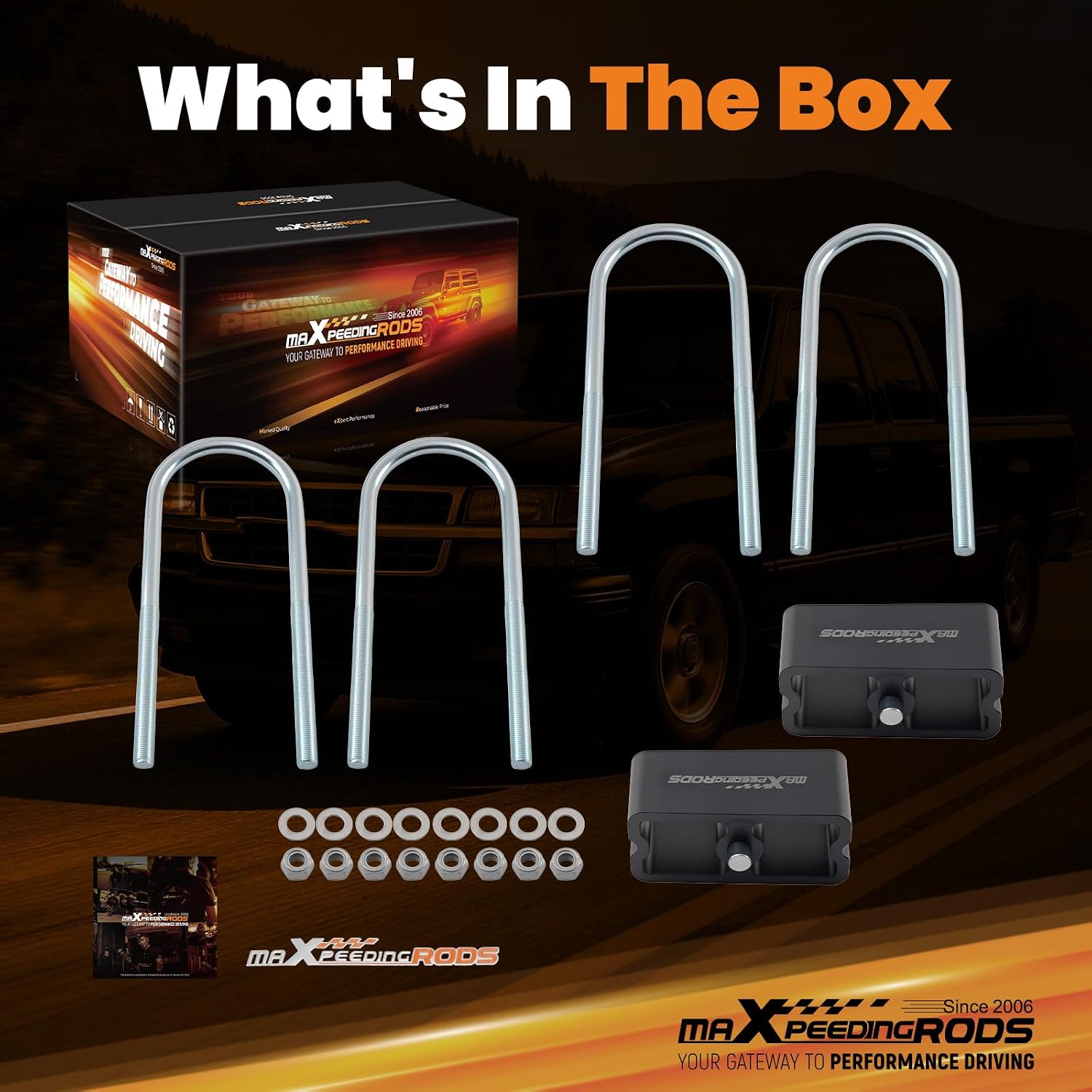 maXpeedingrods 2” Rear Lowering Block for Most Mini/Mid-size Trucks w/ 3” Axle Tube, for S10/Dakota/Ranger/Tacoma, 2° Tapered Aluminum Drop Kit