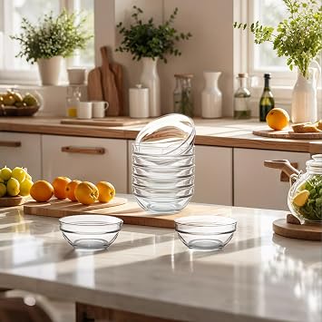 3.5in 4oz Small Glass Bowls, Mini Glass Containers, Ramekins, Prep, Pinch Bowl, Stackable Condiment Containers, for Prep, Dips, Nuts, Snacks, Candy Meal Prep Bowls, Dessert Bowls