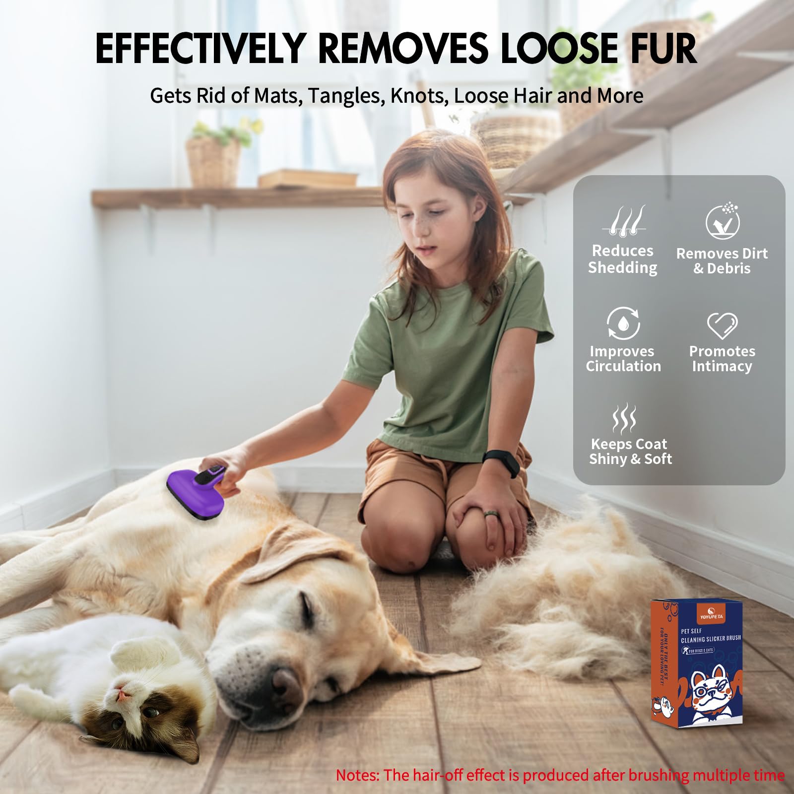 YOYUPETA Dog Self Cleaning Slicker Brush for Shedding Ideal for Short Long Haired Dogs Including Cat. Removes Loose Fur - Image 4