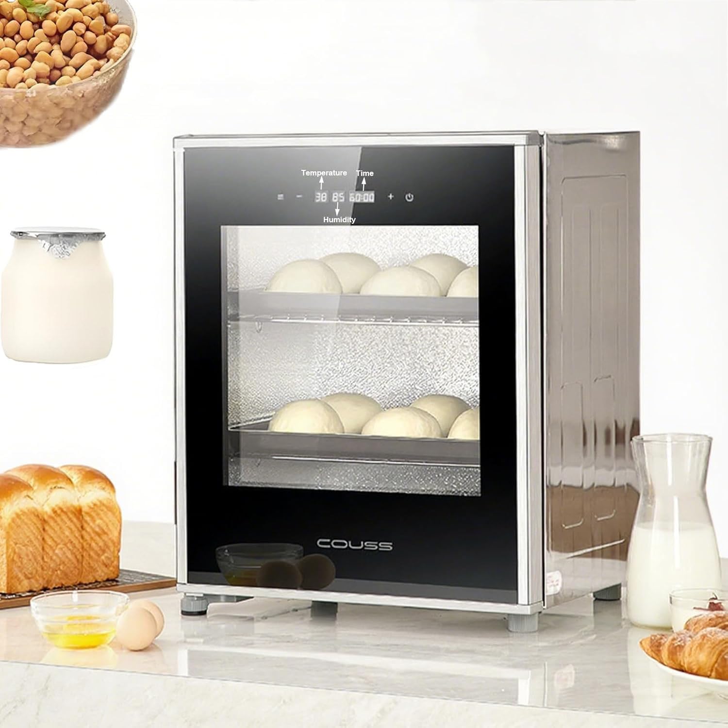 LjlXanthiper Commercial-Grade Dough Proofing Box,40l Electric Bread Proofer Box with Precise Temp Control,Removable Electric Dough Proofer,Timing Function,For Baking,Fermentation,Yogurt Making