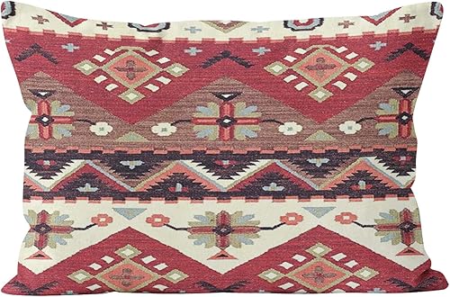 Funda de almohada rectangular decorativa para el hogar, diseño tribal indio, color marrón, con cremallera oculta única, 20 x 36 pulgadas, diseño