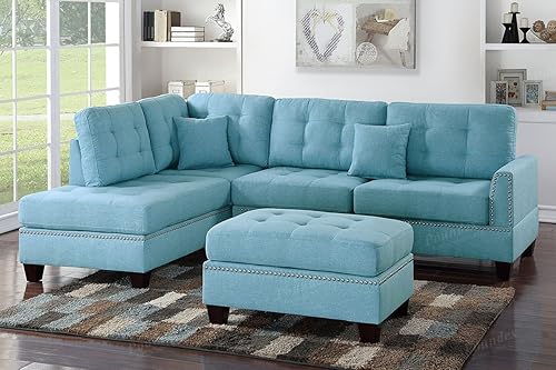 Poundex - Sofá y sofá para dos Bobkona Adolph, F6504 Azul/claro,Marrón,Cítrico
