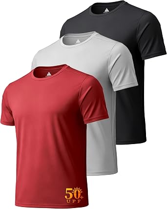 ZITY 3 Pack T Shirts for Men UPF 50+ Workout Swim Shirt Fast Dry Moisture Wicking Athletic T-Shirts for Running Gym