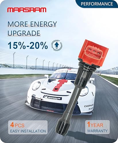 Vista 76 de Marsram Paquete de bobinas de encendido UF487 y doble bujía de iridio para Toyota Lexus 2005-2018 Camry Highlander Avalon Rav4 Sienna Venza RX350