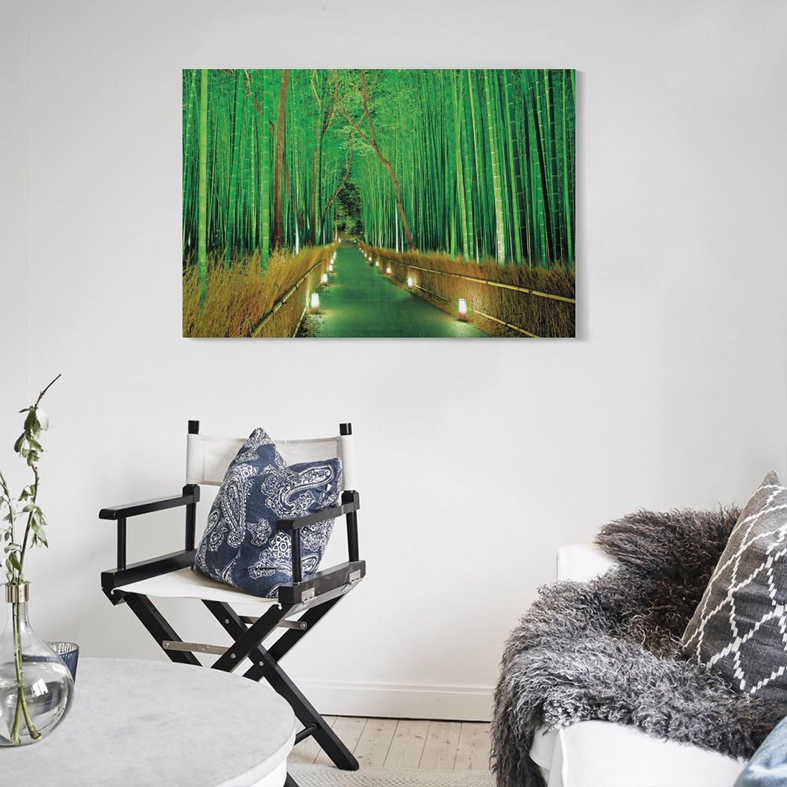 Amazon.co.jp: 絵画 竹林の間の道インテリア 絵画 緑豊かな日本の風景