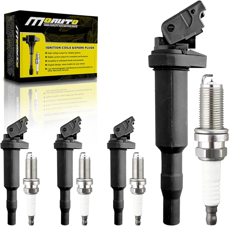 Kit com 4 bobinas de ignição UF667 MOAUTO e 4 velas de ignição de irídio