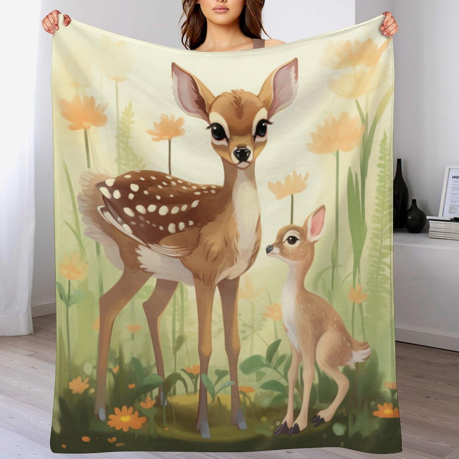 Couverture polaire cerf contre le froid hivernal flanelle chaude et douce