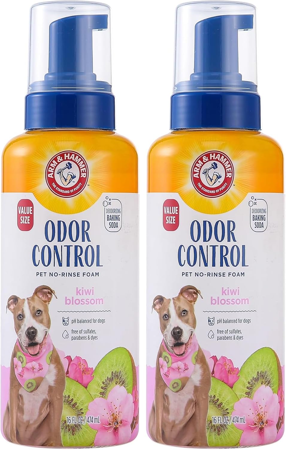 Arm & Hammer for Pets Odor Control Pet No-Rinse Foam with Baking Soda, Kiwi Blossom Scent, 8oz; Best Odor Eliminating Foam for Dogs and Puppies; Arm and Hammer Baking Soda Waterless Dog Deodorizer