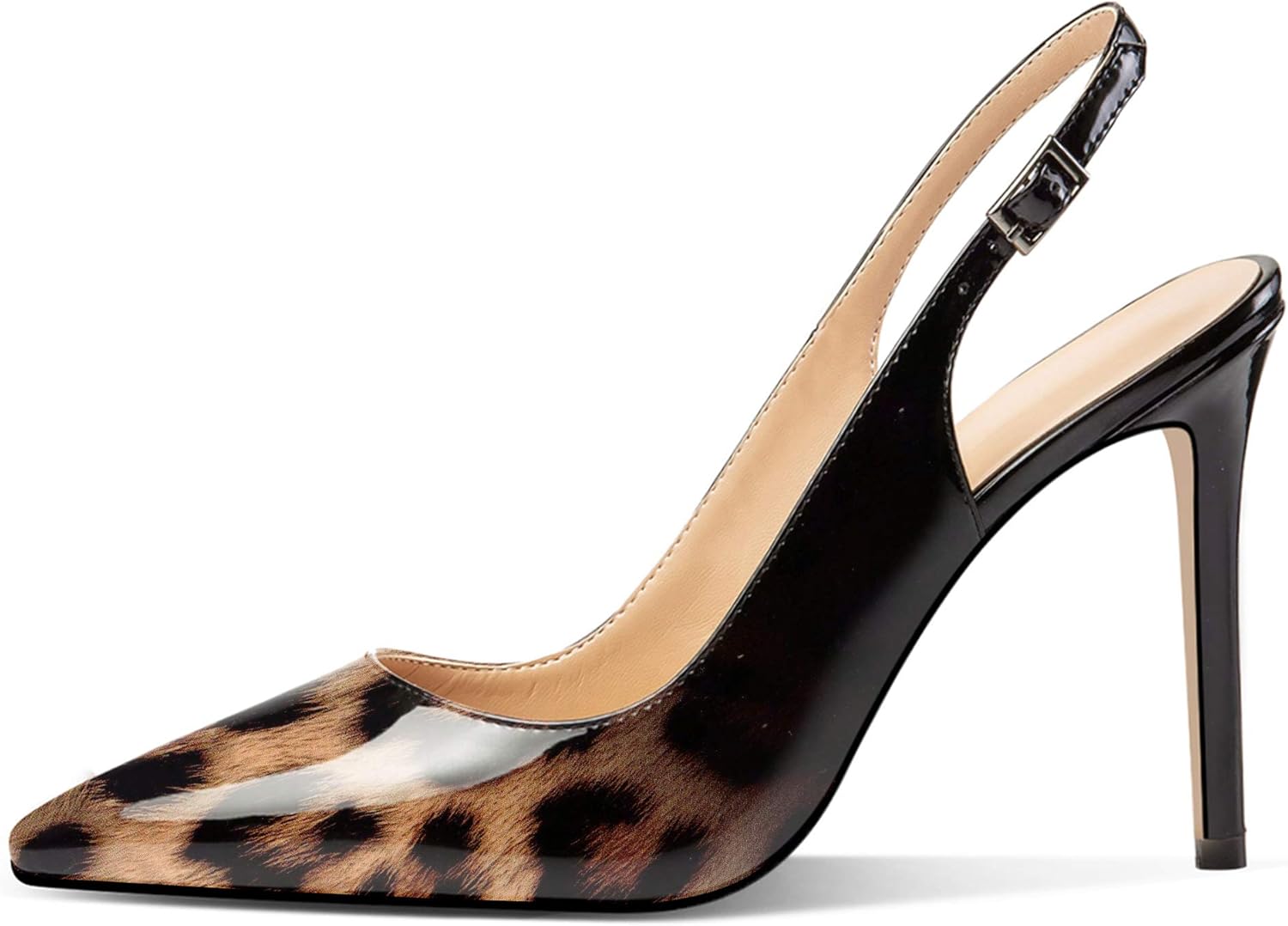 Mettesally Women's Slingback High Heels Pointed Toe Pumps Stiletto Heel Ankle Strap Party Office Dress Shoes