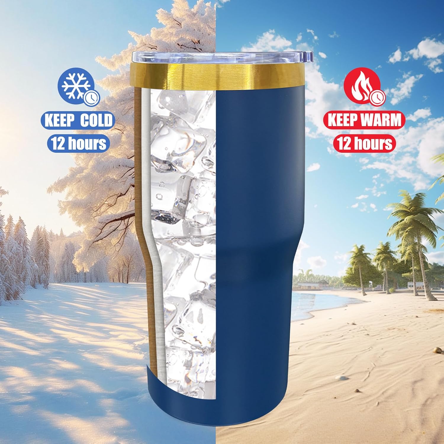 20 oz Tumbler Stainless Steel Tumbler with Lid and Straw, Double Wall Vacuum Insulated Travel Coffee Mug for Laser Engrave, Powder Coated Cups for Hot and Cold Drinks (Navy,1 pack) - Image 4