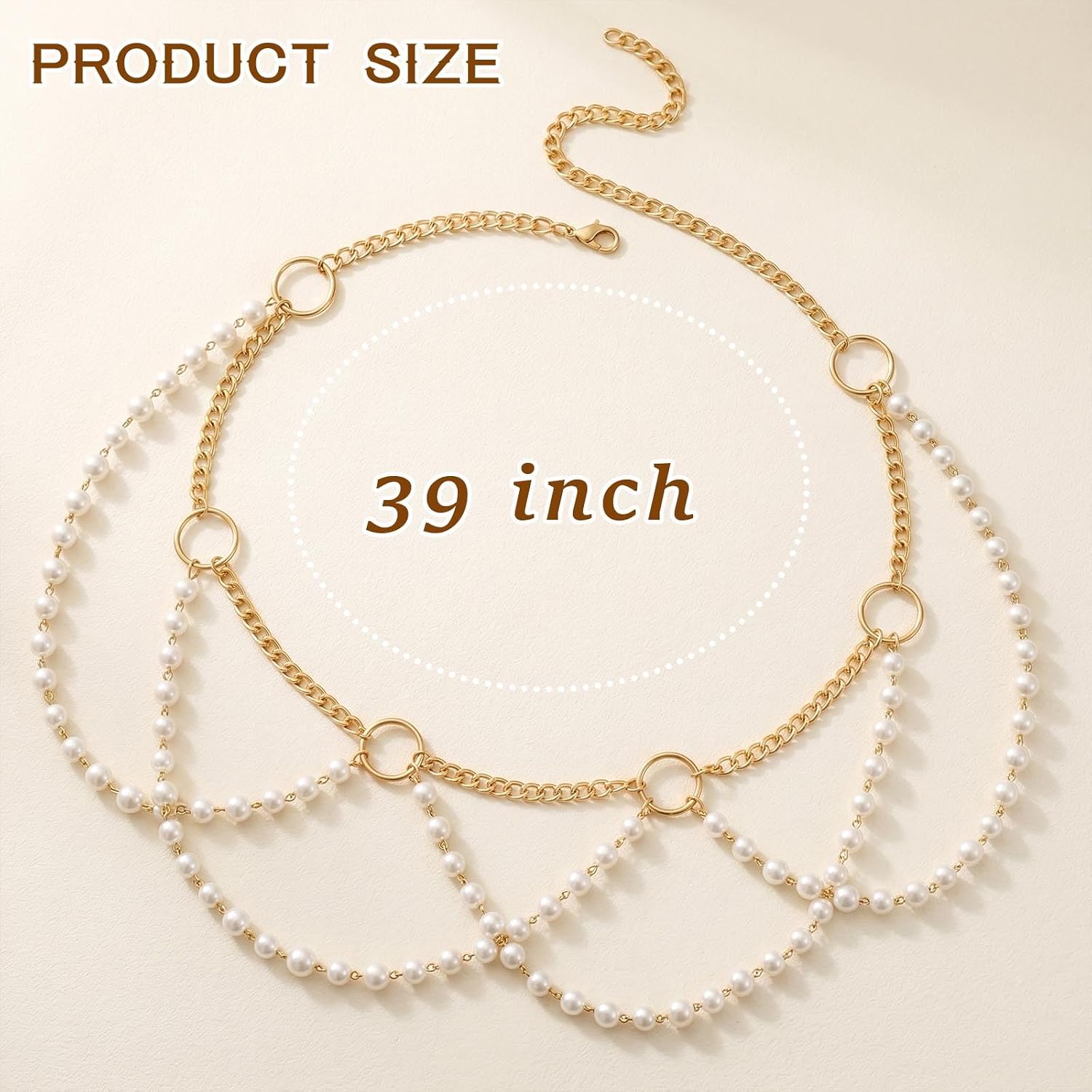 Pearl Waist Chain Belt White Layered Body Chain Jewelry Accessories for Women