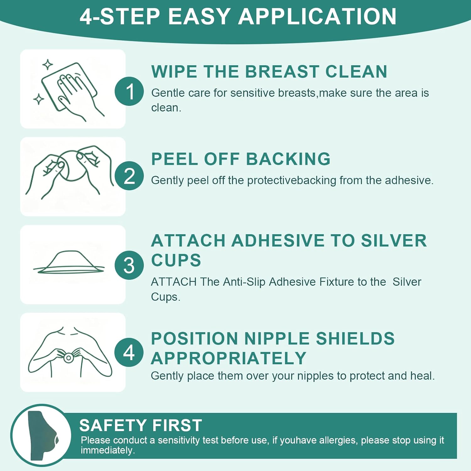 Nipple Shield Secure Stickers 30PCS,Sticky Nipple Shield for Breastfeeding,Braless Silver Nursing Cups Tape Individually Wrapped