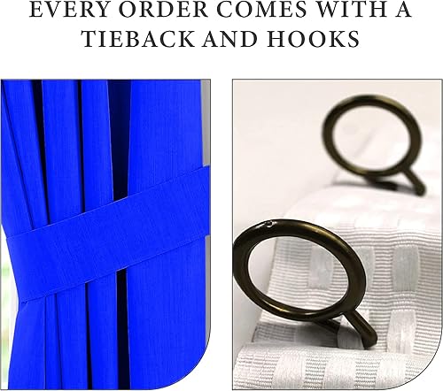 Miniatura 2 de Bhoomi Collection Cortinas opacas extralargas plisadas de doble pellizco, 2 pisos, cortinas para ventana de pasillo para colgar por ganchos (azul