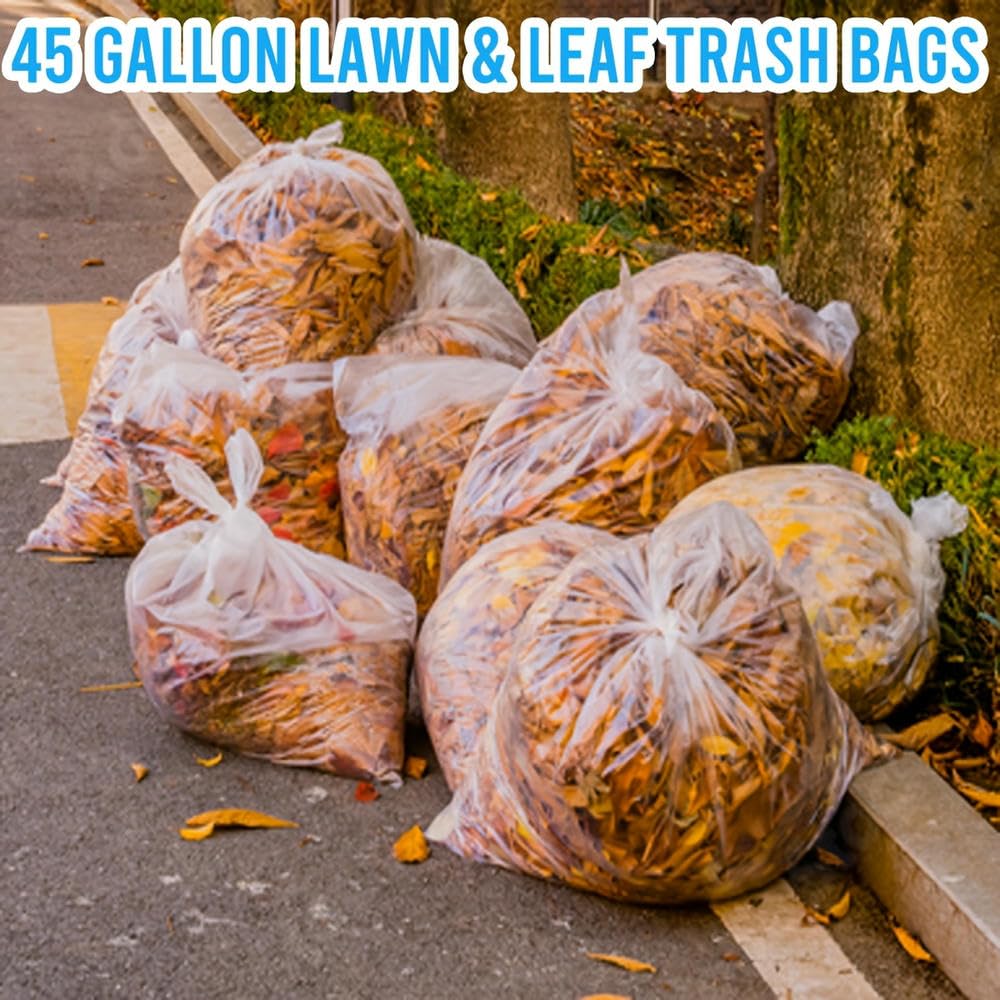 NYSDM 125 Sacchi per la Spazzatura delle Foglie del Prato Sacchi per Il Riciclaggio in plastica Trasparente Resistente Sacchi per la Spazzatura Multiuso Casa Commerciale Esterno