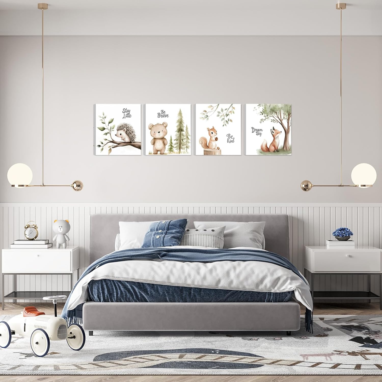 Baby Nursery Wall Art Decor Be Brave Be Kind Dream Big Stay Little Cute Adorable Safari Animals Prints for Kids Playroom Bedroom 12x12 inches 4 Pcs Framed