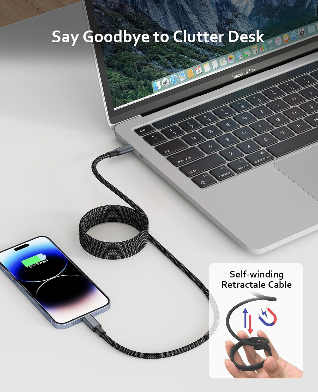 USB 4 Cable 100W, 6.6ft Magnetic USB C Cable for USB 4 Device,Support 8K@60HZ, 4K@144HZ, 20Gpbs Data Tranfer, USB C to USB C Cable for iPhone 15Pro/Max, for Mac_Books, Docking Station