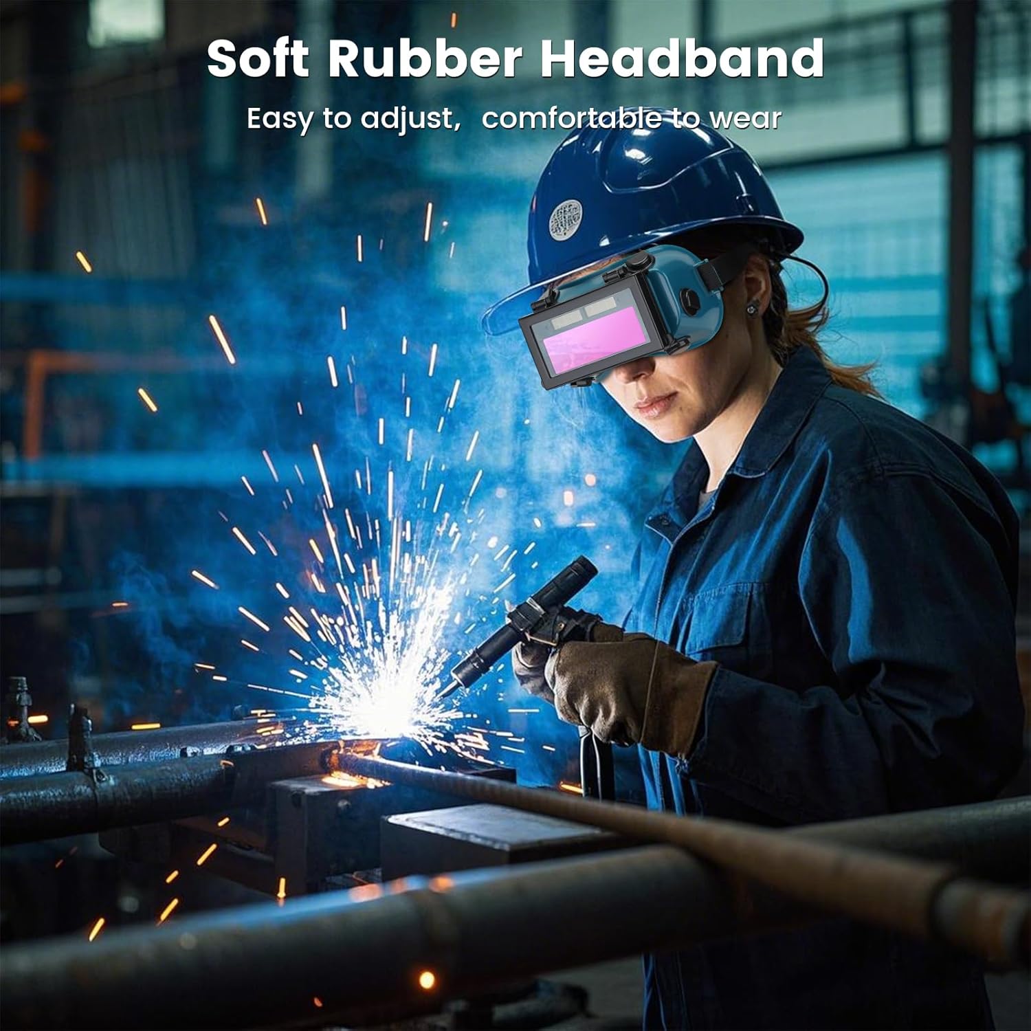 Holulo Auto-Darkening Welder Eye Protection in use