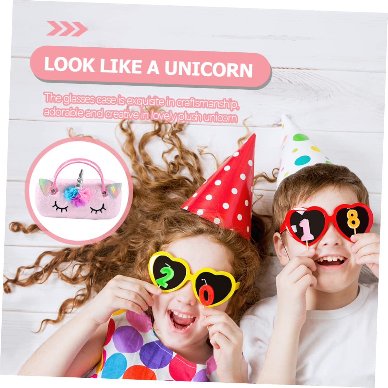 tragbare Brillentasche Einhorn Brillenetui Aufbewahrung von Sonnenbrillen tragbares brillenetui kinder brillenetui brillen case Handbrillenetui Sonnenbrillenetui Plüsch Rosa