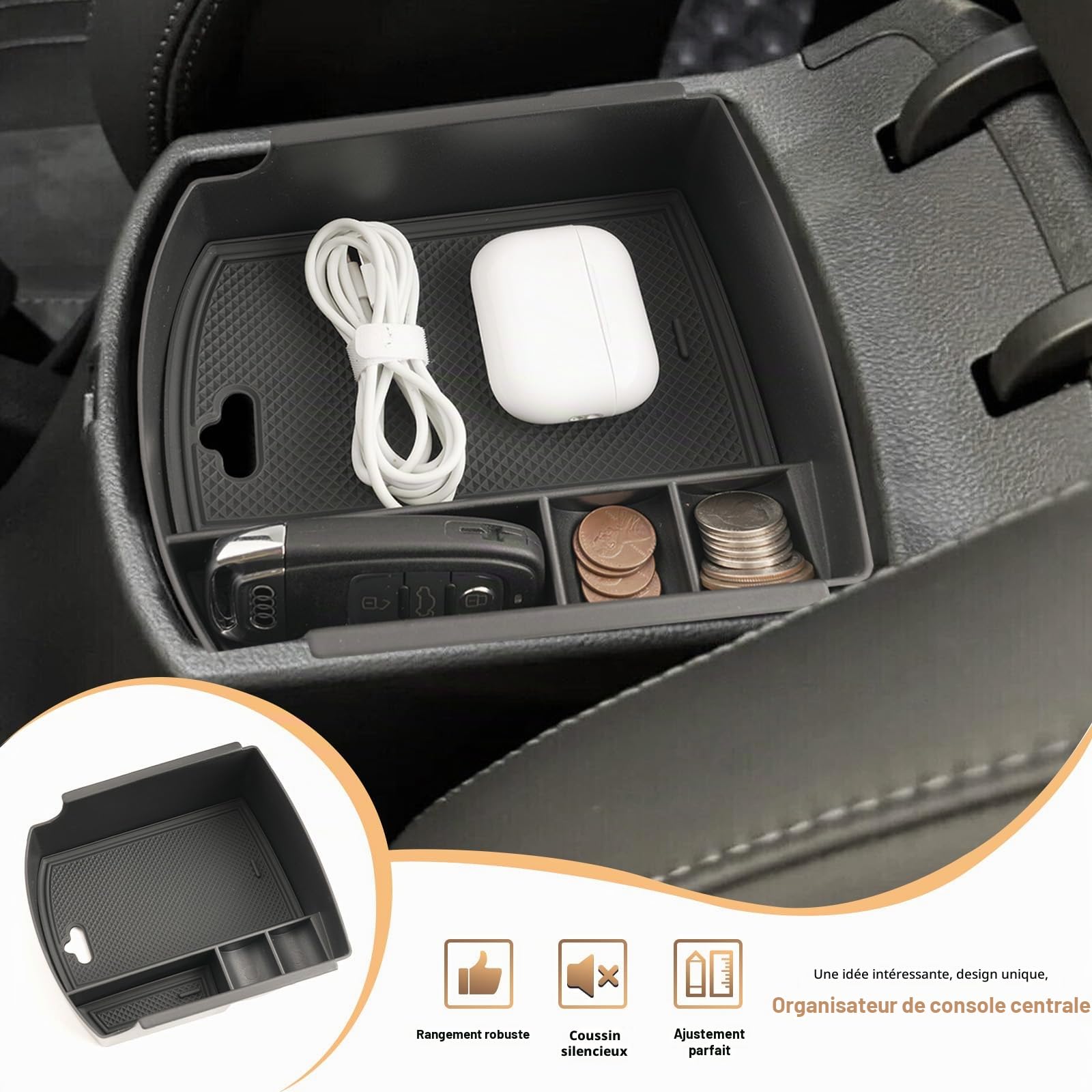 YEE PIN Compatible avec Hyunda*i i30 I30N 2017-2023 2024 Boîte de Rangement pour Console Centrale Organiseur pour i30 Fastback 2022 Accessoires I30 Intérieur Commande Centrale