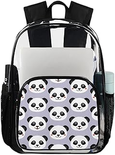 Pandas mochila transparente para uso pesado, bonito urso panda mochila transparente impermeável PVC mochila transparente com alça de ombro reforçada para escola, trabalho, viagens, Multicor