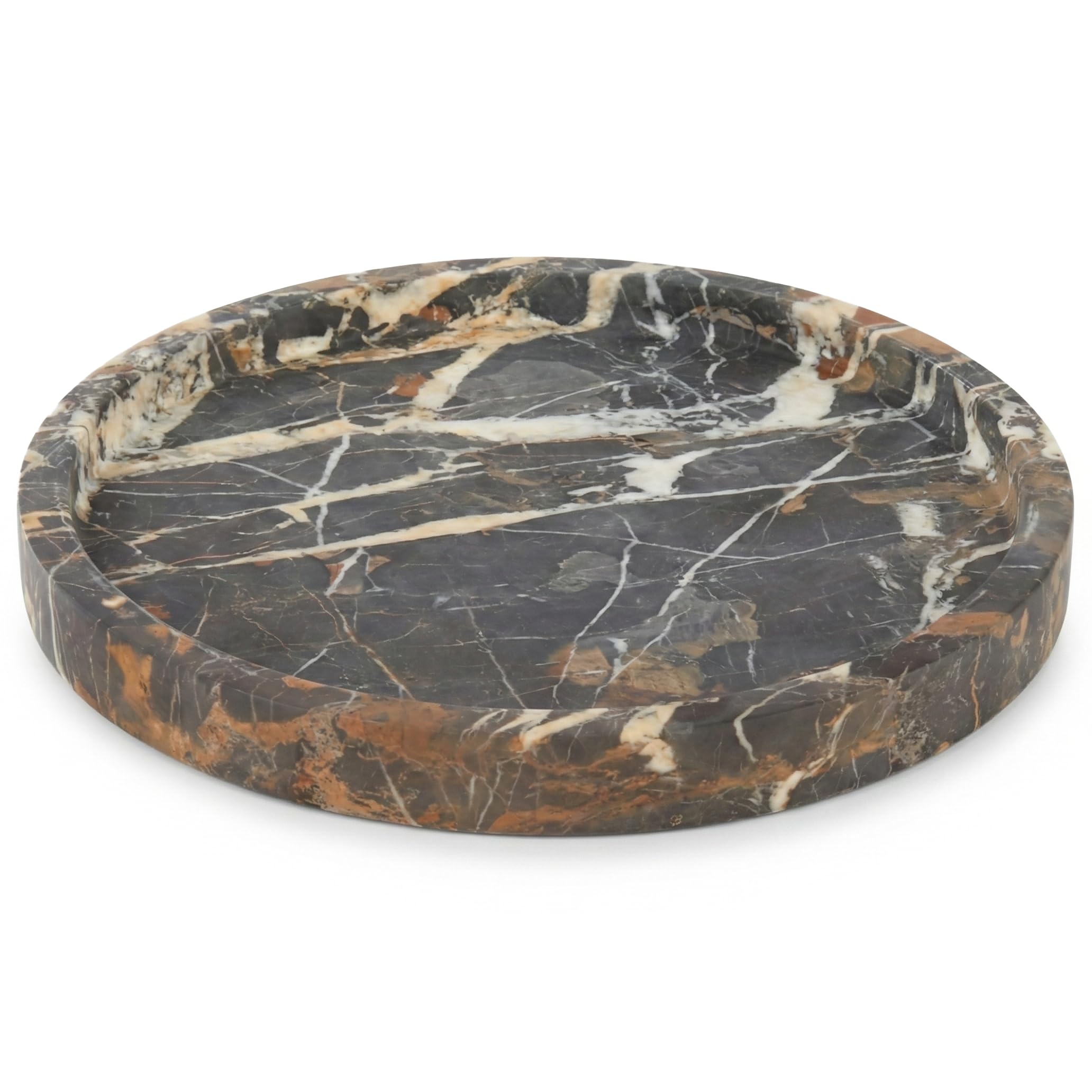 Plateau rond en marbre véritable pour vider ses poches, rangement marron Bey-Berk Robbie