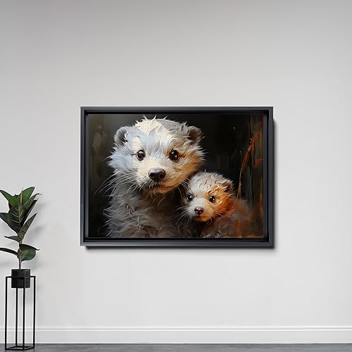 Miniatura 5 de Fox Mother Cub Print, In The Style Of Stencil,Based, Ivory, Kids Wall Art, Kids Wall Art Display, Mom And Baby Animal Art Print, Canvas, Art Print