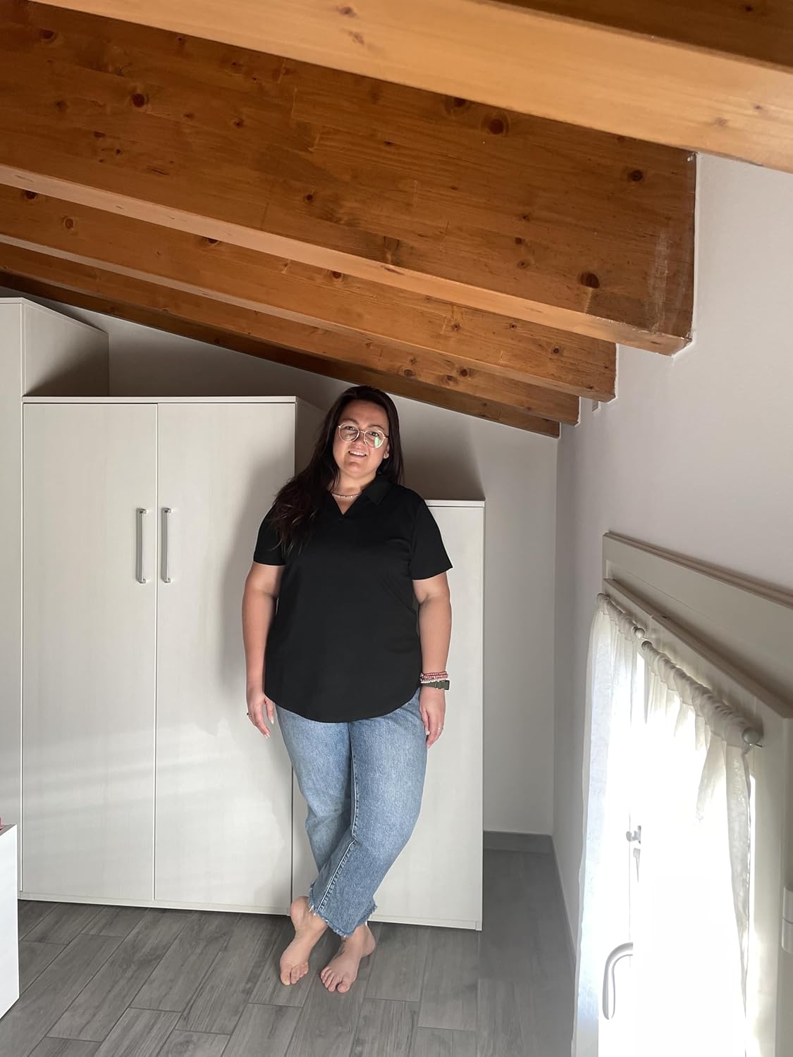 TIYOMI Plus Size Collared Polo Shirts Summer Short Sleeve V Neck Business Tops for Women XL-5XL - Image 6