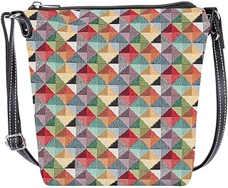 Signare Tapestry Small Crossbody Bag Sling Bag for Women with Multicolored Triangle Design (SLING-MTRI)