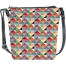 Signare Tapestry Small Crossbody Bag Sling Bag for Women with Multicolored Triangle Design SLING-MTRI