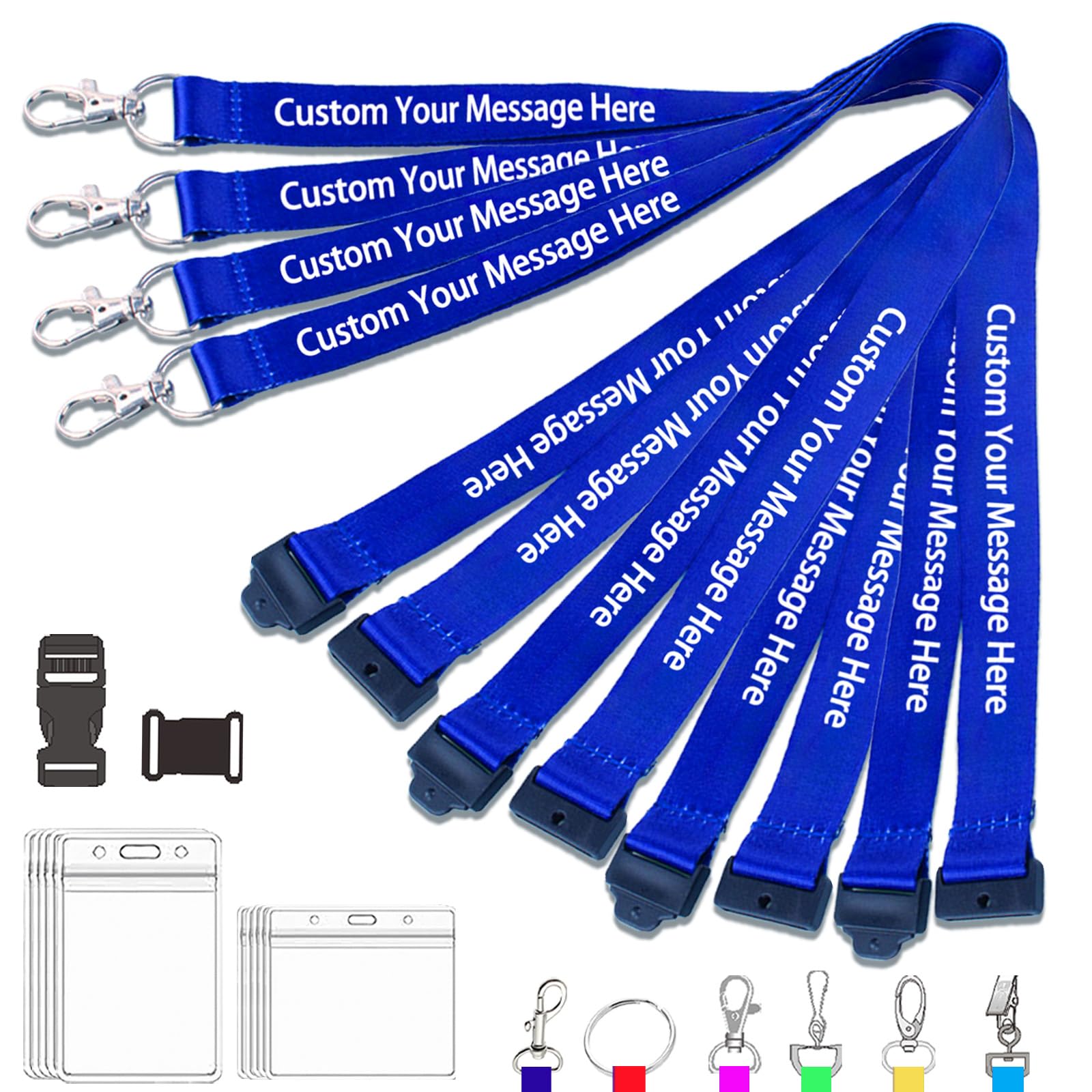 Custom Lanyards with Logo/Text Printing - Personalized Lanyards for Trade Shows, Schools, Hospitals, Events, Conferences (Bulk 50-5000 PCS)