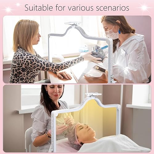 Miniatura 5 de Luz de uñas de 34 pulgadas para escritorio, luz de media luna con atenuación de 3 niveles, lámpara de 3360 lúmenes, ajustable con soporte para