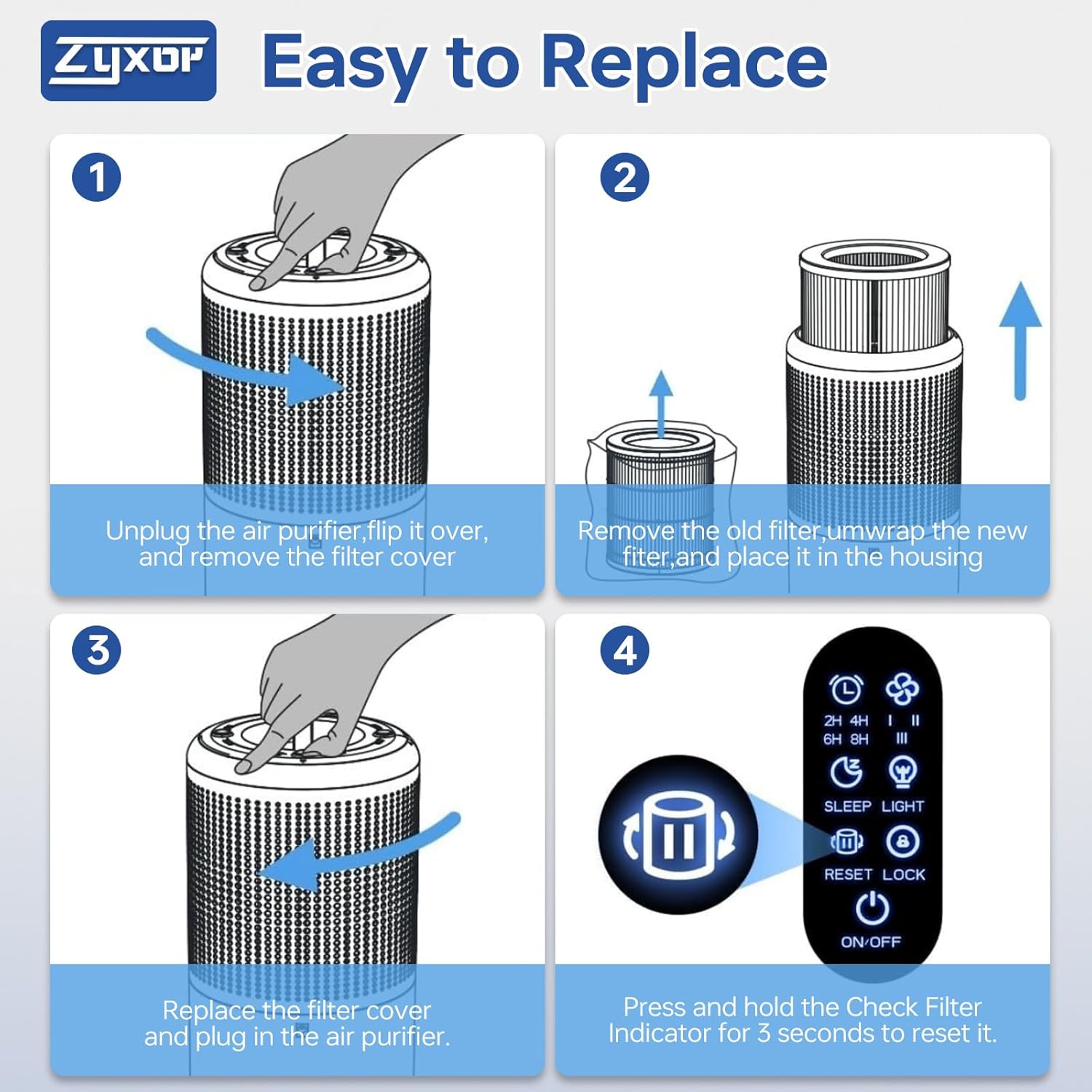 B-D03 Replacement Filter Compatible with MOOKA B-D03 & M03 Air Purifier, 3-in-1 Filtration System Filter, High-Efficiency Activated Carbon Filter & Pre-filter, 2 Pack - Image 7