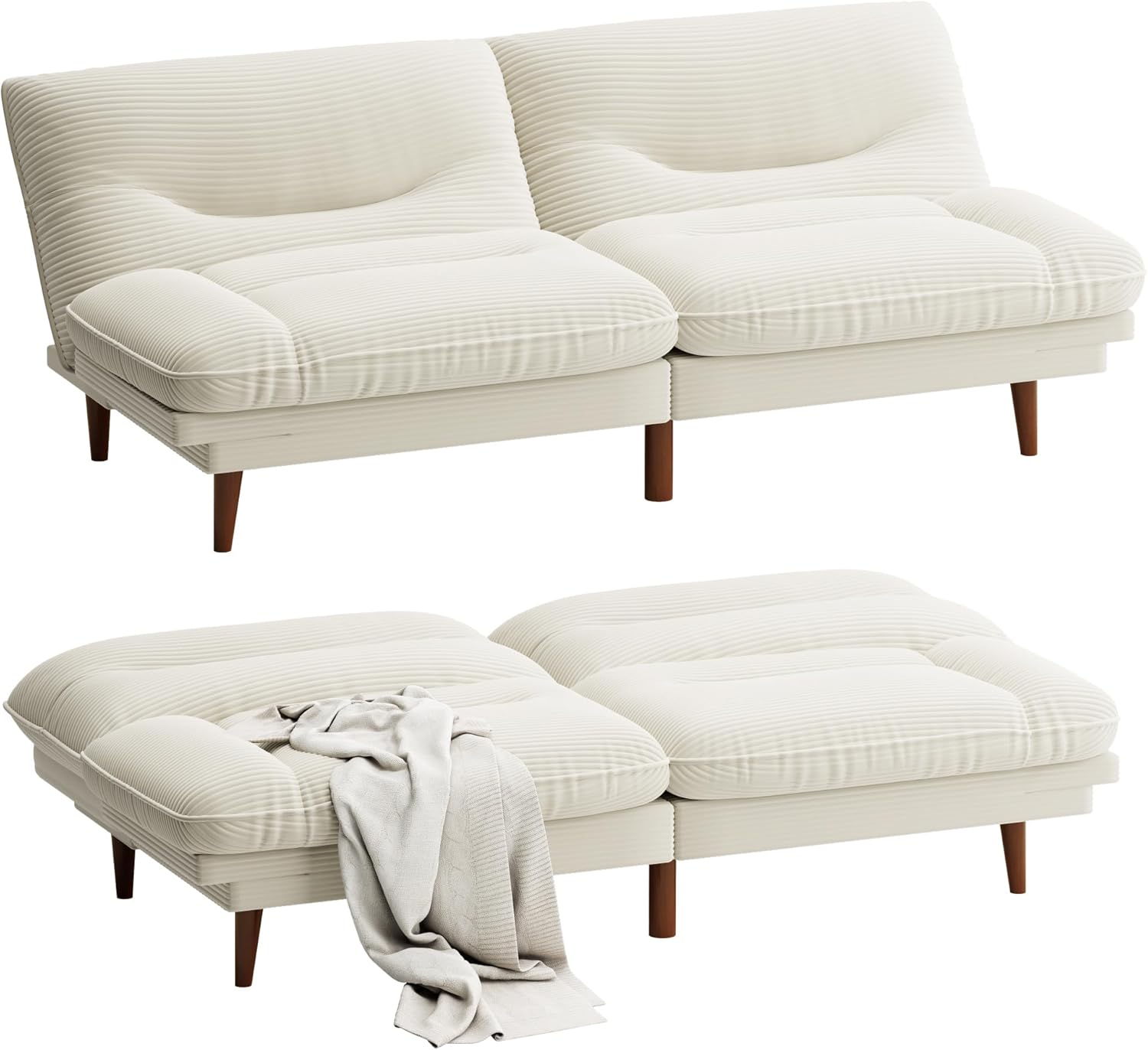 Futon Sofa Bed, Modern Loveseat Futon Couch with Adjustable