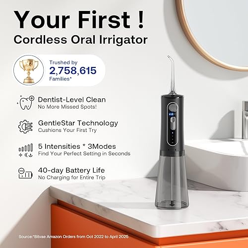 Miniatura 67 de Bitvae Púas de dientes de agua para irrigador dental portátil, irrigador oral portátil inalámbrico, potente y recargable, cuidado de apoyo, IPX7