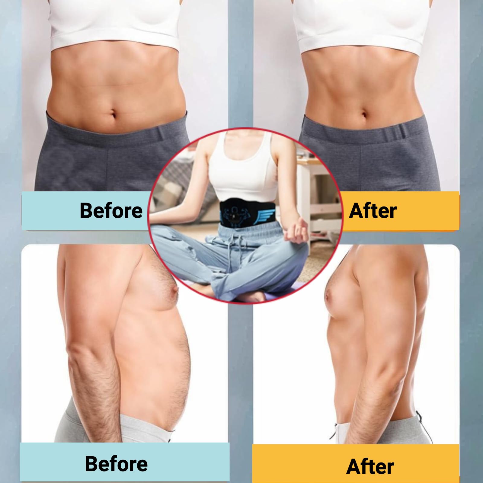 Stymulator mięśni EMS, 10 trybów, 30 poziomów pasa brzusznego z ładowarką USB, timer, przenośny sprzęt fitness do domowego biura do treningu ramion i odchudzania