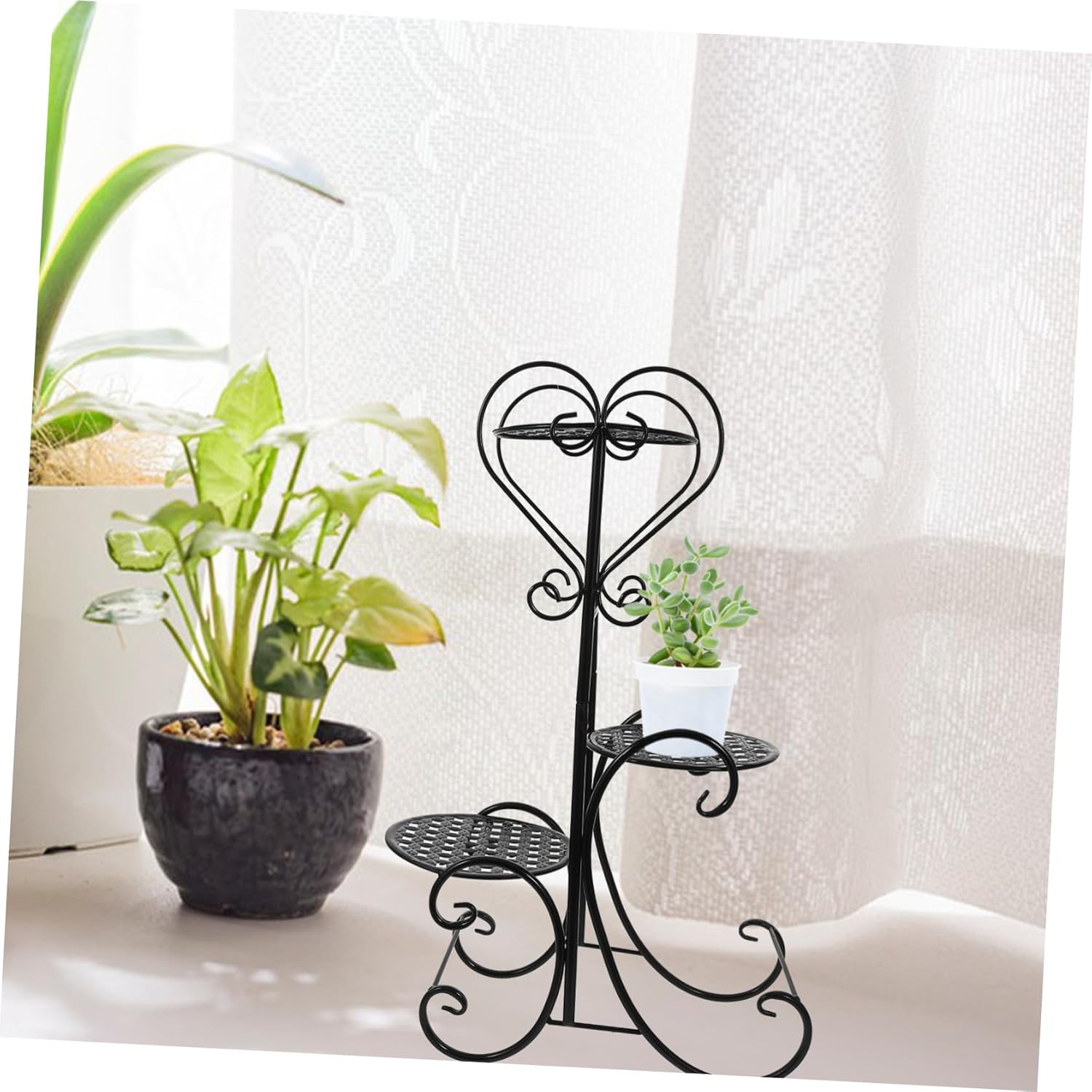 Multilayer Iron Flower Rack Decorative Plant Stand for Indoor Outdoor Balcony Thickened Support Succulent Pot Holder with Stable Wrought Design for Home Garden Display