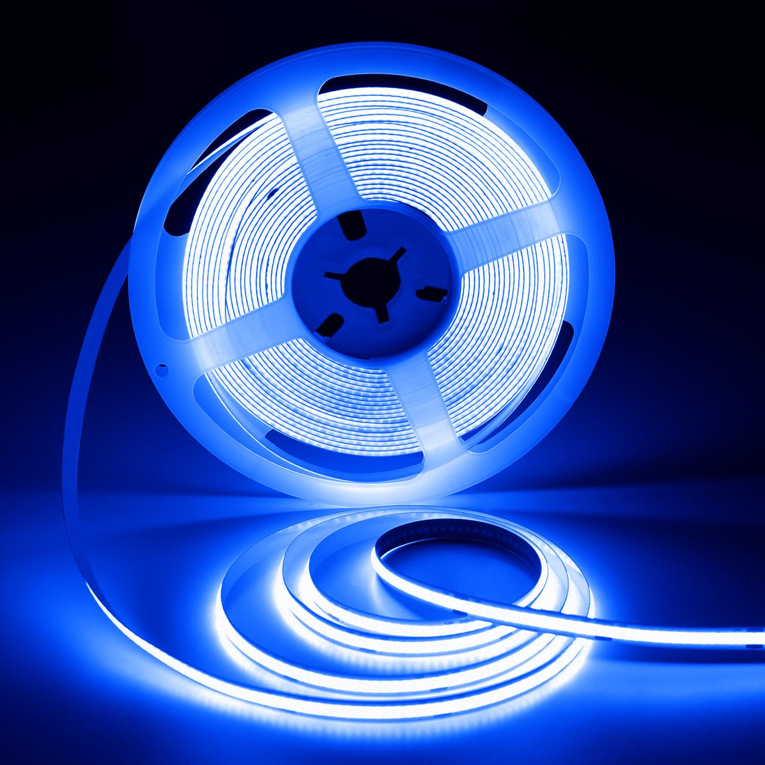 ShineBurky COB LED Strip 10M Blue, 24V COB LED Strip CRI93+ Width 8mm Flexible Cuttable LED Light Strip for Bedroom TV Backlight Kitchen Decor DIY (Without Power Supply)