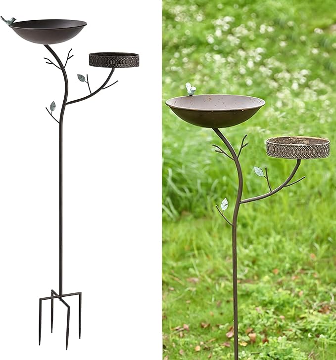 Amazon.com: Stake Bird Bath for Outside, 2 in 1 Free Standing Bird ...