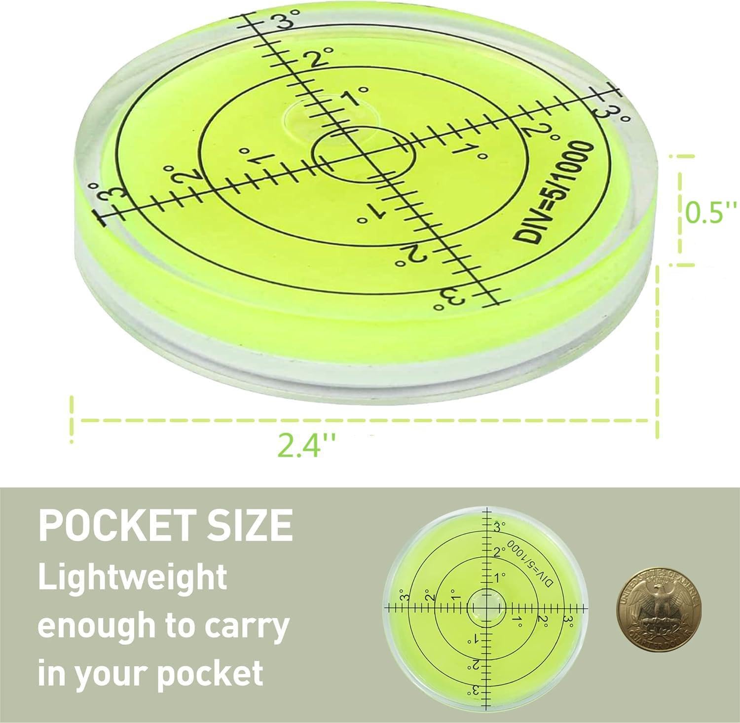 Livella Sferica Caterpillar - Diametro 60mm, Liquido Verde, In Acrilico Per Superfici - Foto 4