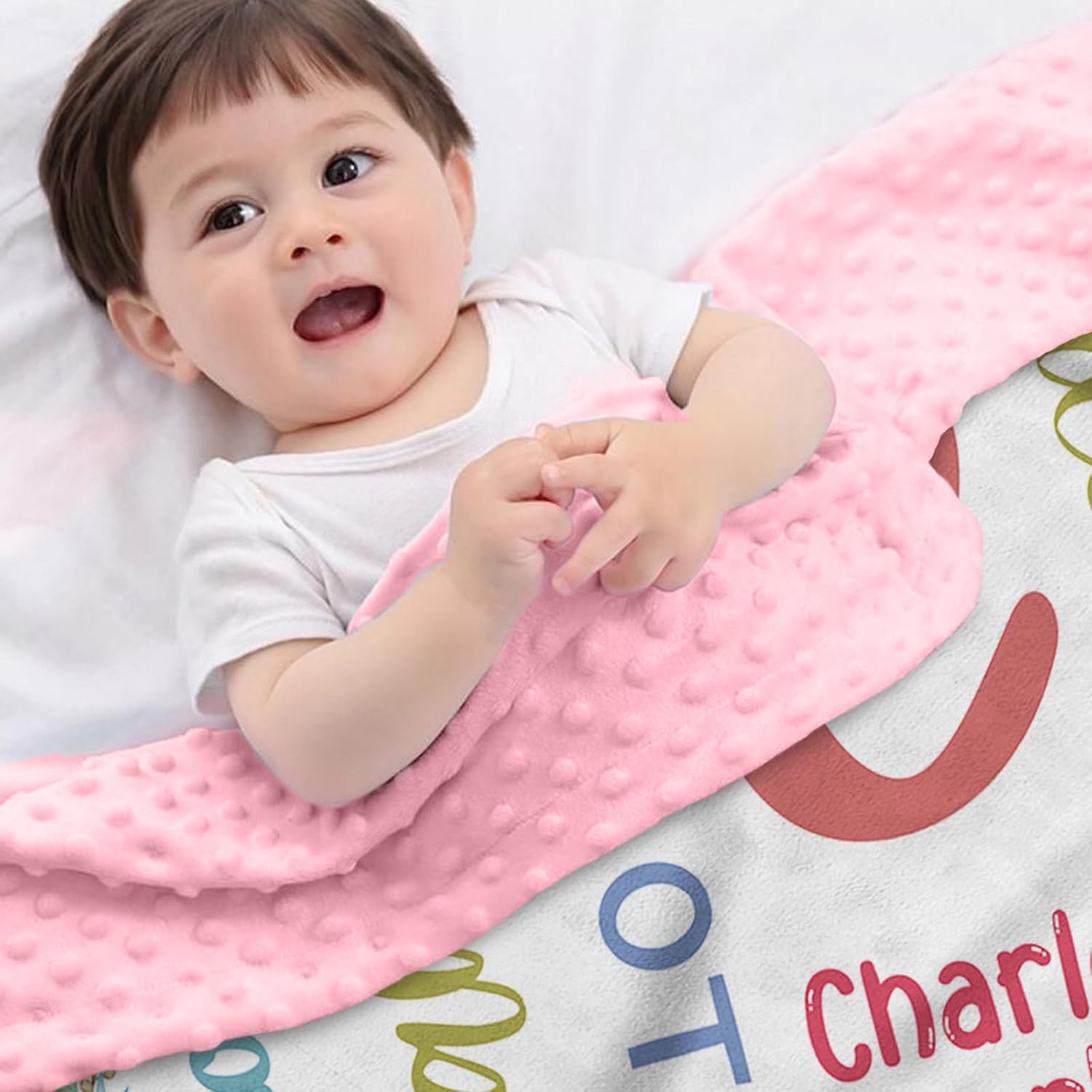 Personalized Baby Blankets for Girls, Custom Name Baby Blanket with Pink Bow Letters, Soft Plush Receiving Blanket for Newborns Toddlers, Ideal for Baby Showers and Nursery Decor