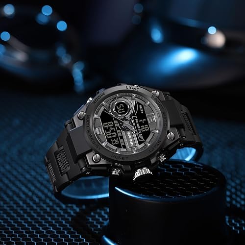 Miniatura 2 de findtime Reloj militar táctico para hombre, resistente al agua, resistente al aire libre, deportivo, analógico, digital, 1224H, cara grande,